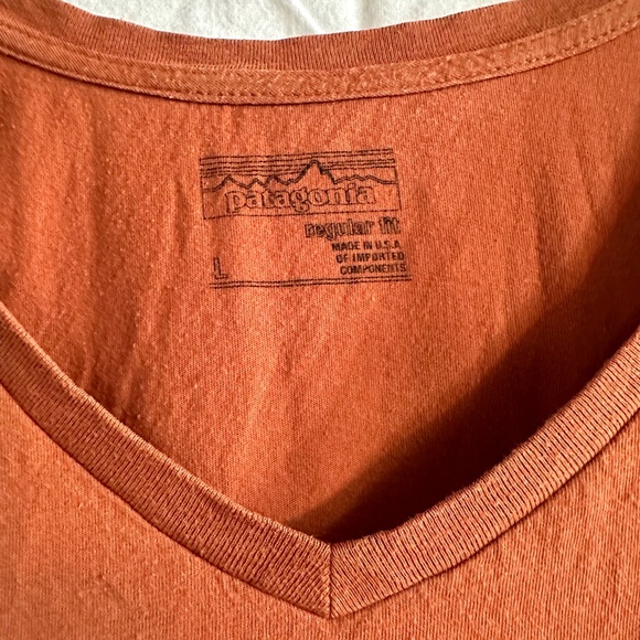 Patagonia Fitz Roy Graphic Short Sleeve V Neck Tee Shirt - L - Picture 5 of 16